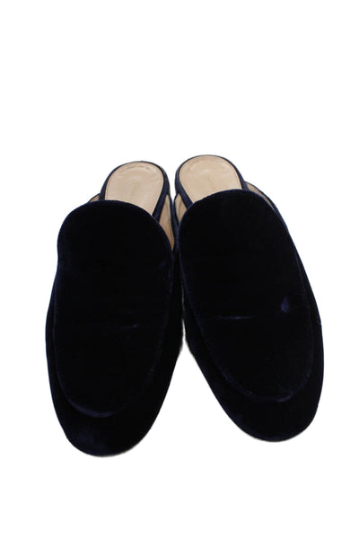 Gianvito Rossi Women's Suede Round Toe Mules Sandals Navy Blue Size 37