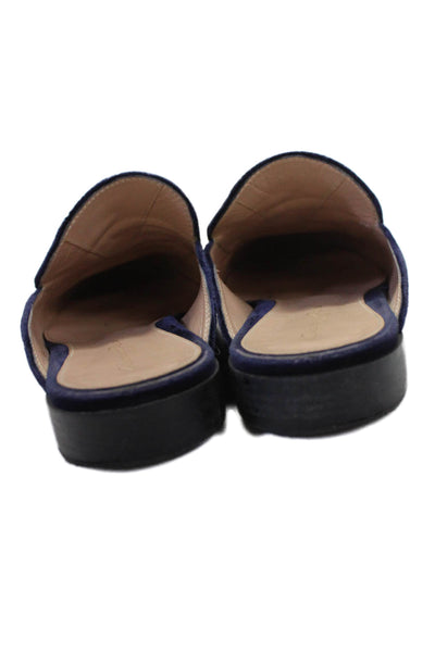 Gianvito Rossi Women's Suede Round Toe Mules Sandals Navy Blue Size 37