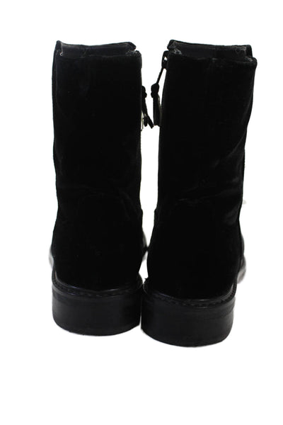 Stuart Weitzman Women's Suede Pearl Embellish Ankle Boots Black Size 6.5
