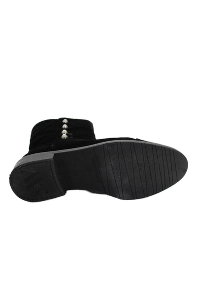 Stuart Weitzman Women's Suede Pearl Embellish Ankle Boots Black Size 6.5