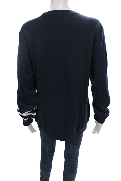 SOL ANGELES Womens Blue Pullover Sweatshirt Crew Neck Long Sleeve Cotton Size L