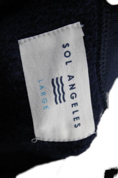 SOL ANGELES Womens Blue Pullover Sweatshirt Crew Neck Long Sleeve Cotton Size L