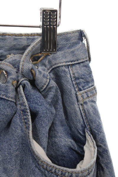 Zara Womens Paperbag Jeans Blue High Rise Cotton Inseam 31 Size 4