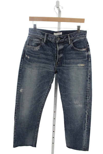 Moussy Womens Cropped High Rise Jeans Blue 100% Cotton Inseam 30 Size 27