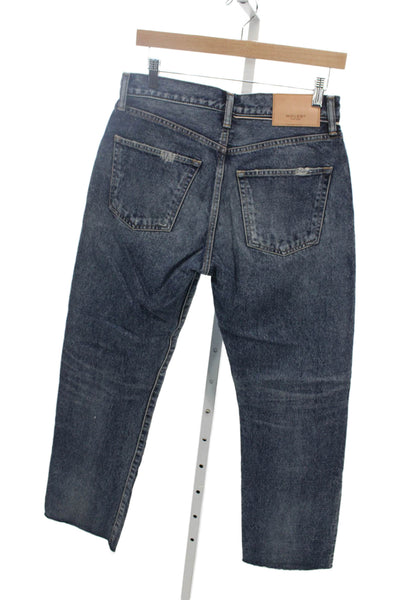 Moussy Womens Cropped High Rise Jeans Blue 100% Cotton Inseam 30 Size 27