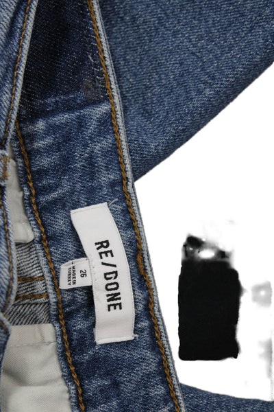 Zara Women Distressed Straight High Rise Blue Cotton Jeans Size 6