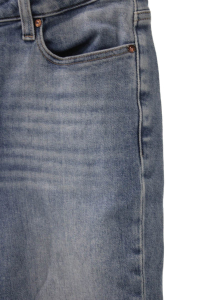 Paige Women Cropped Straight Jeans Blue Mid Rise Button Size 29