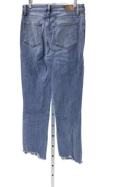 Paige Women Cropped Straight Jeans Blue Mid Rise Button Size 29