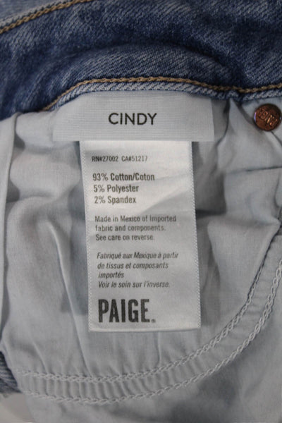 Paige Women Cropped Straight Jeans Blue Mid Rise Button Size 29