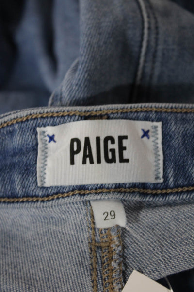 Paige Women Cropped Straight Jeans Blue Mid Rise Button Size 29