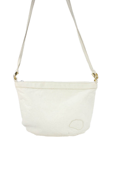 Carlos Falchi Womens Leather Zip Up Shoulder Bag White