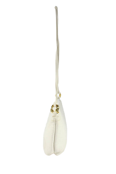 Carlos Falchi Womens Leather Zip Up Shoulder Bag White