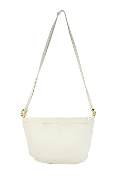 Carlos Falchi Womens Leather Zip Up Shoulder Bag White