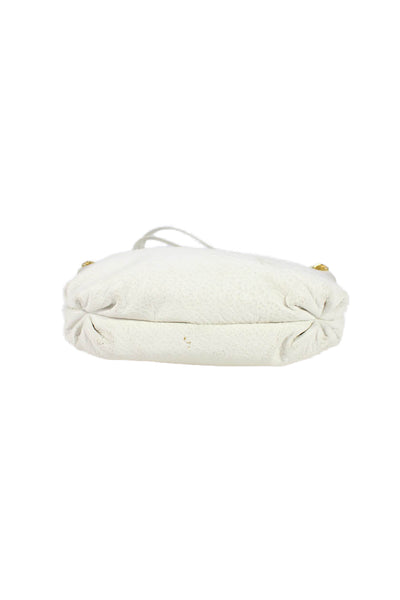Carlos Falchi Womens Leather Zip Up Shoulder Bag White