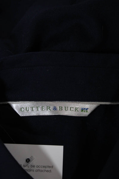 Cutter & Buck Women Dark Blue Collared Cotton Button-Up Long Sleeve Size M