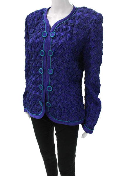 Cutter & Buck Women Dark Blue Collared Cotton Button-Up Long Sleeve Size M