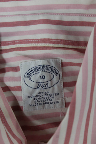 Brooks Brothers Unisex Collared Striped Pink Long Sleeve Top Cotton Size 10