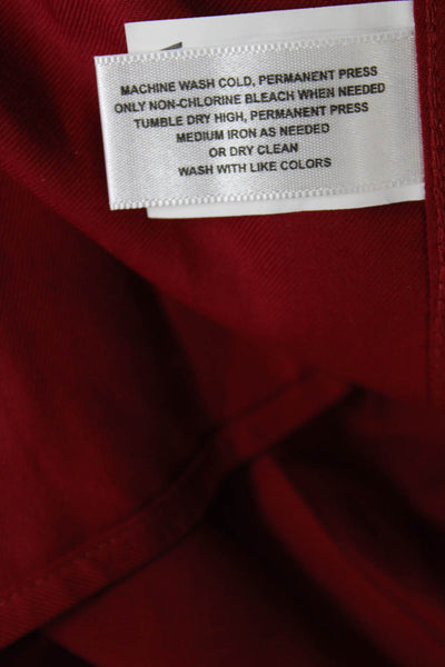 Cutter & Buck Women Red Cotton Collared Solid Long Sleeve Button-Up Size M