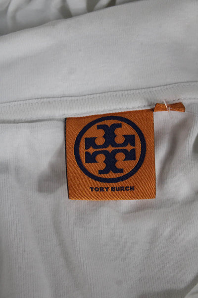 Tory Burch Women Basic Collared Short Sleeve Cotton Polo White Size L