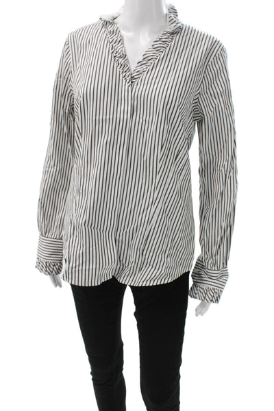 Brooks Brothers Womens Point Collar Striped Long Sleeve Dress Shirt White Size 1