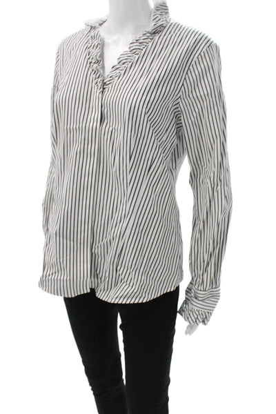 Brooks Brothers Womens Point Collar Striped Long Sleeve Dress Shirt White Size 1