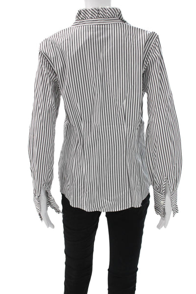 Brooks Brothers Womens Point Collar Striped Long Sleeve Dress Shirt White Size 1