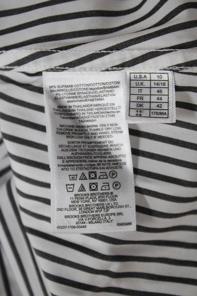Brooks Brothers Womens Point Collar Striped Long Sleeve Dress Shirt White Size 1