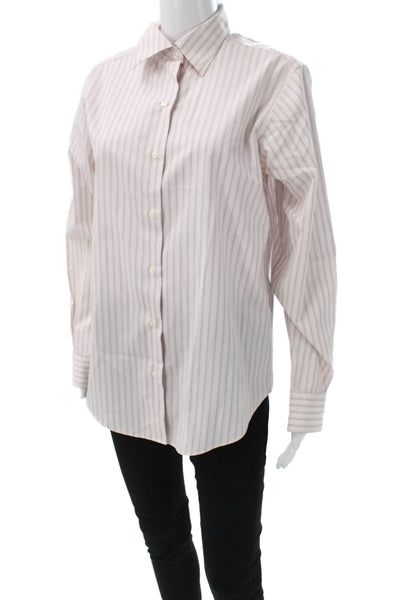 Brooks Brothers Womens Striped Collared Button Up Long Sleeve Pink Size 8