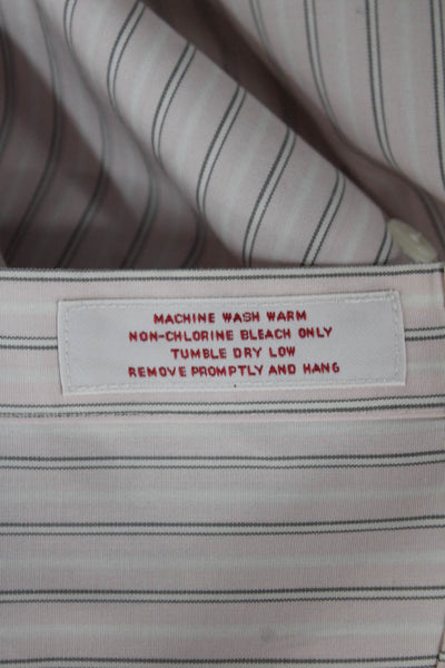 Brooks Brothers Womens Striped Collared Button Up Long Sleeve Pink Size 8