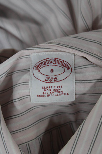 Brooks Brothers Womens Striped Collared Button Up Long Sleeve Pink Size 8