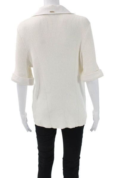 St. John Sport By Marie Gray Women Tunic Button-Up White 3/4 Sleeve Size L