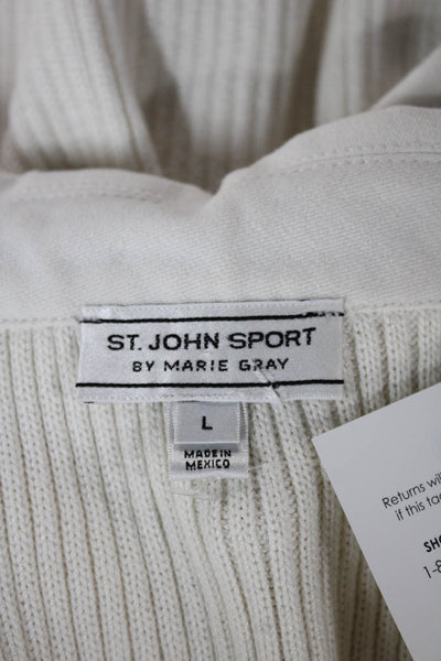 St. John Sport By Marie Gray Women Tunic Button-Up White 3/4 Sleeve Size L