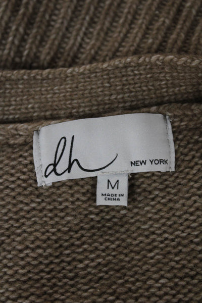 DH New York Womens Short Sleeve V Neck Button Cardigan Brown Size M