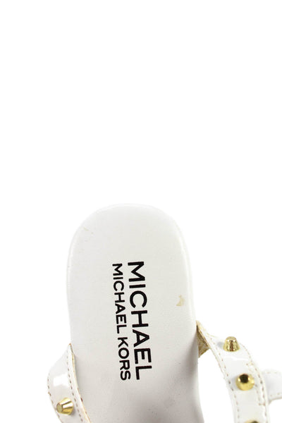 Michael Michael Kors Womens Studded Cork Wedge Sandals White Size 1