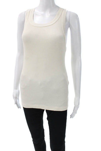 Citizens of Humanity Women Beige Basic Tank Sleeveless Round Neck Size M