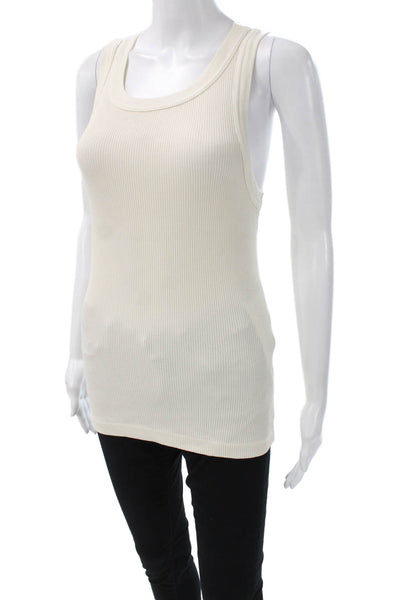 Citizens of Humanity Women Beige Basic Tank Sleeveless Round Neck Size M