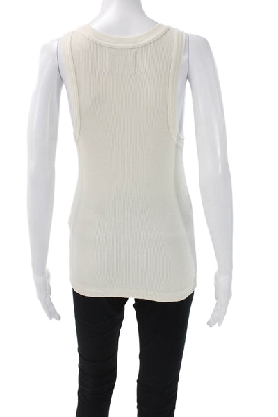 Citizens of Humanity Women Beige Basic Tank Sleeveless Round Neck Size M