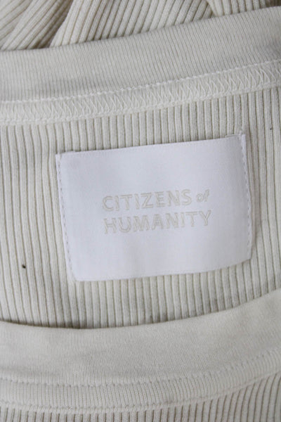 Citizens of Humanity Women Beige Basic Tank Sleeveless Round Neck Size M