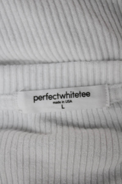 Perfect White Tee Womens White Basic T Shirt Long Sleeve Size L