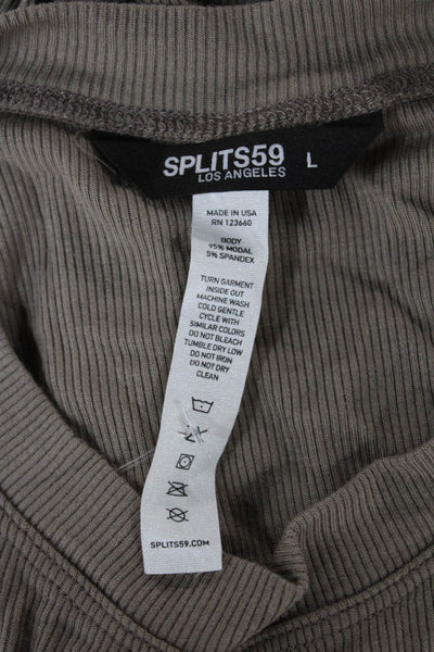 Splits 59 Womens Modal Beige Long Sleeve Crew Neck Tunic Top Size L
