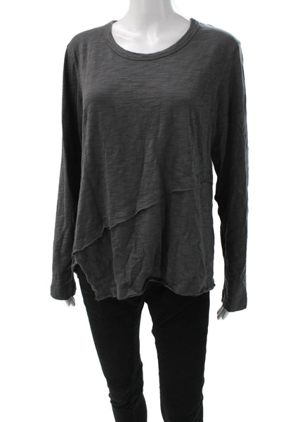 Ruti Women Dark Gray Cotton Basic Long Sleeve T-Shirt Round Neck Size M