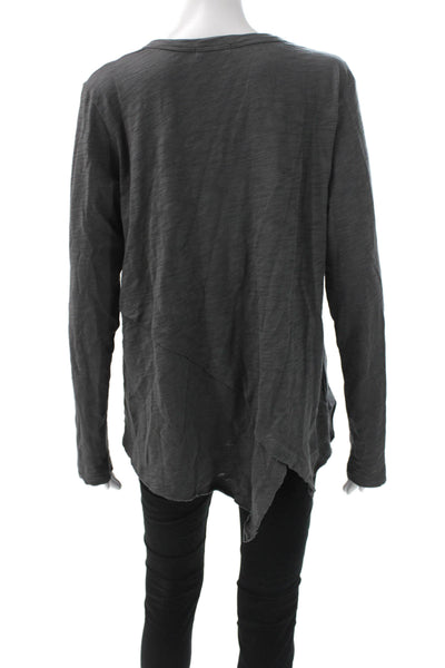Ruti Women Dark Gray Cotton Basic Long Sleeve T-Shirt Round Neck Size M
