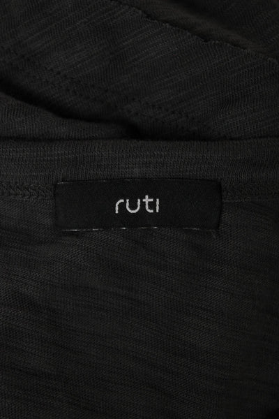 Ruti Women Dark Gray Cotton Basic Long Sleeve T-Shirt Round Neck Size M