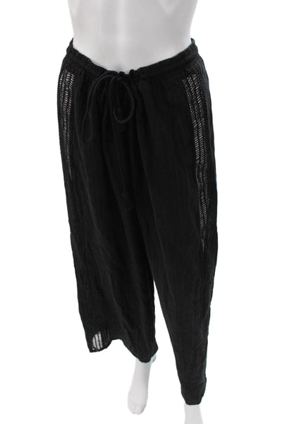 Robin Piccone Women Harem Pants Black Cotton Drawstring Beach Size S