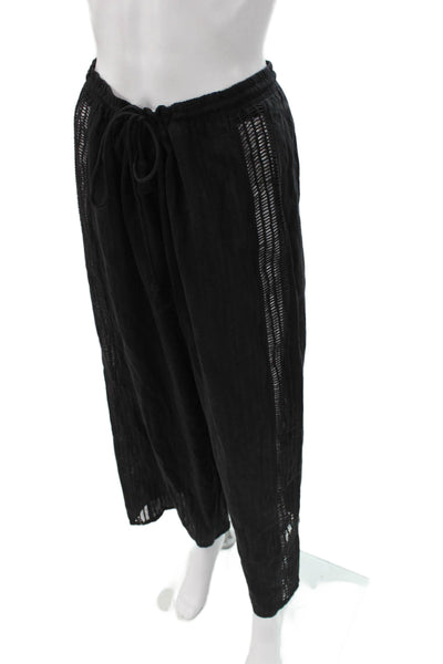 Robin Piccone Women Harem Pants Black Cotton Drawstring Beach Size S