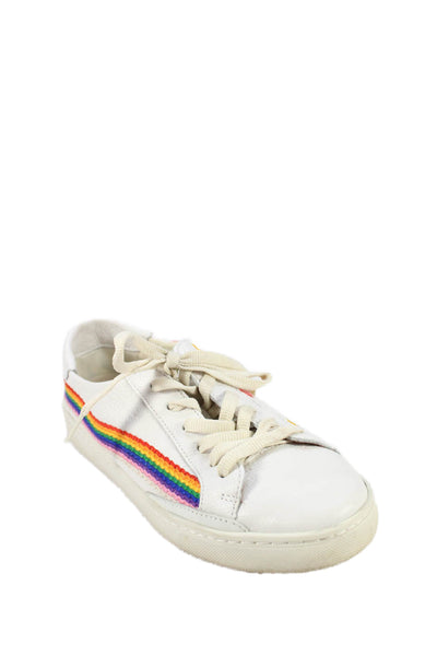 Soludos Womens Leather Embroidered Low Top Sneakers White SIze 9