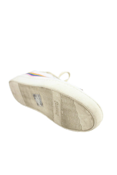 Soludos Womens Leather Embroidered Low Top Sneakers White SIze 9