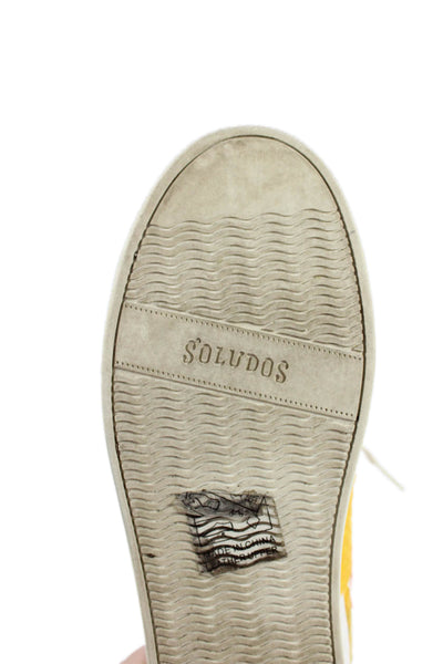 Soludos Womens Leather Embroidered Low Top Sneakers White SIze 9