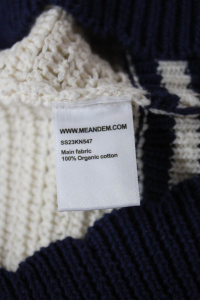 Me + Em Unisex White Striped Crewneck Organic Cotton Pullover Sleeveless Size M