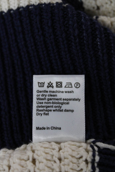 Me + Em Unisex White Striped Crewneck Organic Cotton Pullover Sleeveless Size M